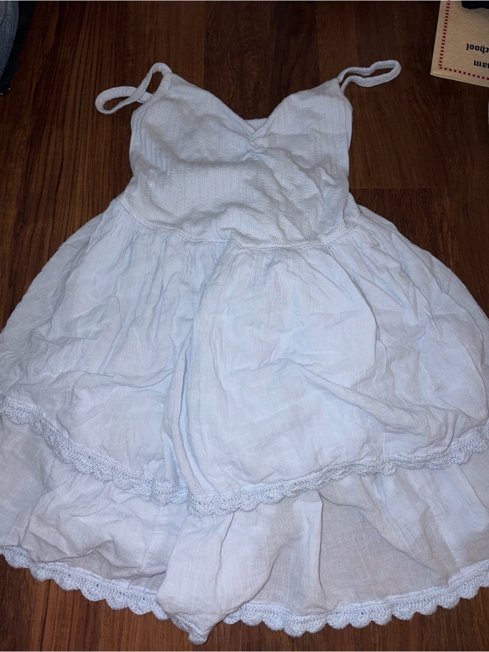 American Eagle Outfitters White Tiered Sundress with Spaghetti Straps